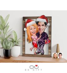 BK Gift Kişiye Özel Yeni Yıl Sevgililer Karikatürlü 3D Ahşap Tablo-1