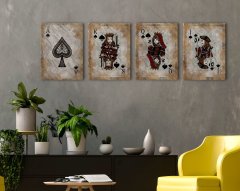 BK Home İskambil Tasarımlı 4'lü Kanvas Tablo 30x50cm-1