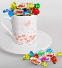 Kişiye Özel Sevgililer Günü Türk Kahvesi Fincanı ve Haribo Şeker Hediye Seti-54