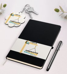 Kişiye Özel İnşaat Mühendisi Siyah Defter Kalem Ve Anahtarlık Hediye Seti-1
