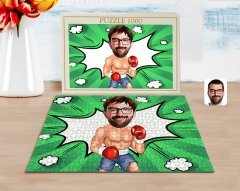 Kişiye Özel Erkek Boksör Karikatürlü 1000 Parça Profesyonel Puzzle-1
