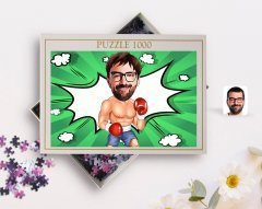 Kişiye Özel Erkek Boksör Karikatürlü 1000 Parça Profesyonel Puzzle-1