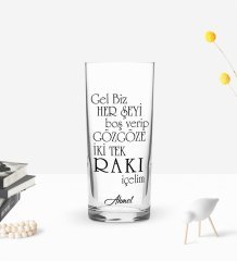Kişiye Özel Renkli Baskılı Rakı İçelim Tasarımlı Rakı Bardağı-1