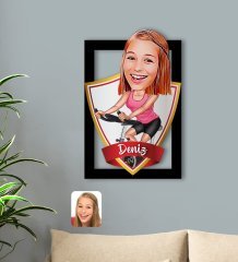 Kişiye Özel İsimli Kadın Fitness Sporcusu Karikatürlü 3D Ahşap Tablo-1