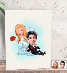 Kişiye Özel Evleniyoruz Karikatürlü Dekoratif Mini Kanvas Tablo 15x20cm-2