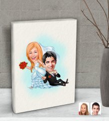 Kişiye Özel Evleniyoruz Karikatürlü Dekoratif Mini Kanvas Tablo 15x20cm-2