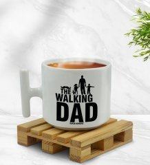 Kişiye Özel Walking Dad Tasarımlı T Kulplu Beyaz Middle Kupa Bardak-2