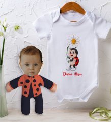 BK Kids Kişiye Özel Fotoğraflı Bebek Yastık ve Bebek Body Zıbın Hediye Seti - Model 25