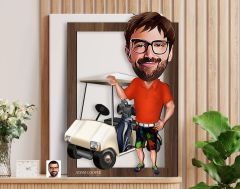 BK Gift Kişiye Özel Erkek Golfcü Karikatürlü 3D Ahşap Tablo-8, Sevgiliye Hediye, Arkadaşa Hediye, Doğum Günü Hediyesi