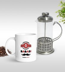 Kişiye Özel Dünyanın 1 Numaralı Babası Tasarımlı Kupa & French Press Seti-1
