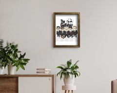 BK Home Godfather Baba Tasarımlı Doğal Masif Ahşap Çerçeveli Tablo 45x65cm-22