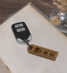 Kişiye Özel Plakalı Porsche Logolu Ahşap Anahtarlık Model 1