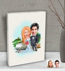 Kişiye Özel Evleniyoruz Karikatürlü Dekoratif Mini Kanvas Tablo 15x20cm-1
