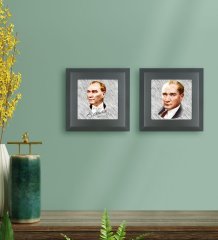 BK Gift 2’li Atatürk Tasarımlı Ahşap Çerçeveli Taş Duvar Dekoru-46