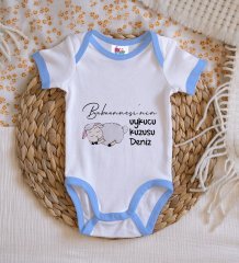 BK Kids Kişiye Özel Mavi Bebek Body Zıbın - Model 90