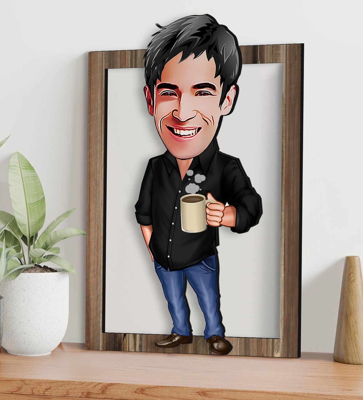 BK Gift Kişiye Özel Erkek Karikatürlü 3D Ahşap Tablo-1