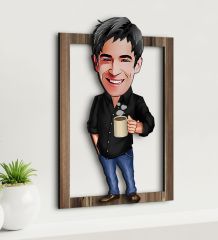 BK Gift Kişiye Özel Erkek Karikatürlü 3D Ahşap Tablo-1