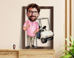 BK Gift Kişiye Özel Erkek Golfcü Karikatürlü 3D Ahşap Tablo-7, Sevgiliye Hediye, Arkadaşa Hediye, Doğum Günü Hediyesi