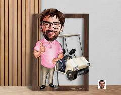 BK Gift Kişiye Özel Erkek Golfcü Karikatürlü 3D Ahşap Tablo-7, Sevgiliye Hediye, Arkadaşa Hediye, Doğum Günü Hediyesi