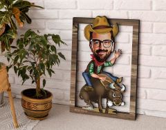 BK Gift Kişiye Özel Rodeocu Karikatürlü 3D Ahşap Tablo, Sevgiliye Hediye, Arkadaşa Hediye, Yıl Dönümü Hediyesi, Doğum Günü Hediyesi-1