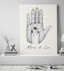 BK Gift Kişiye Özel İsimli El ve Pati Tasarımlı Siyah Beyaz Kanvas Tablo-3 50x70, Ev Dekorasyonu, Arkadaşa Hediye