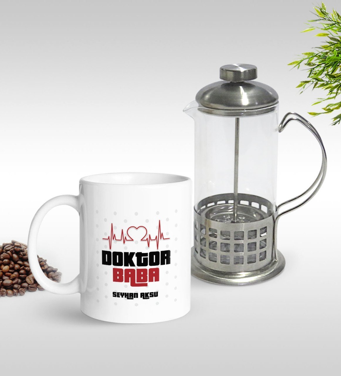 Kişiye Özel Doktor Baba Tasarımlı Kupa & French Press Seti-2