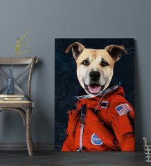 Evcil Dostlara Özel Astronot Tasarımlı Portre Kanvas Tablo 50x70cm-1