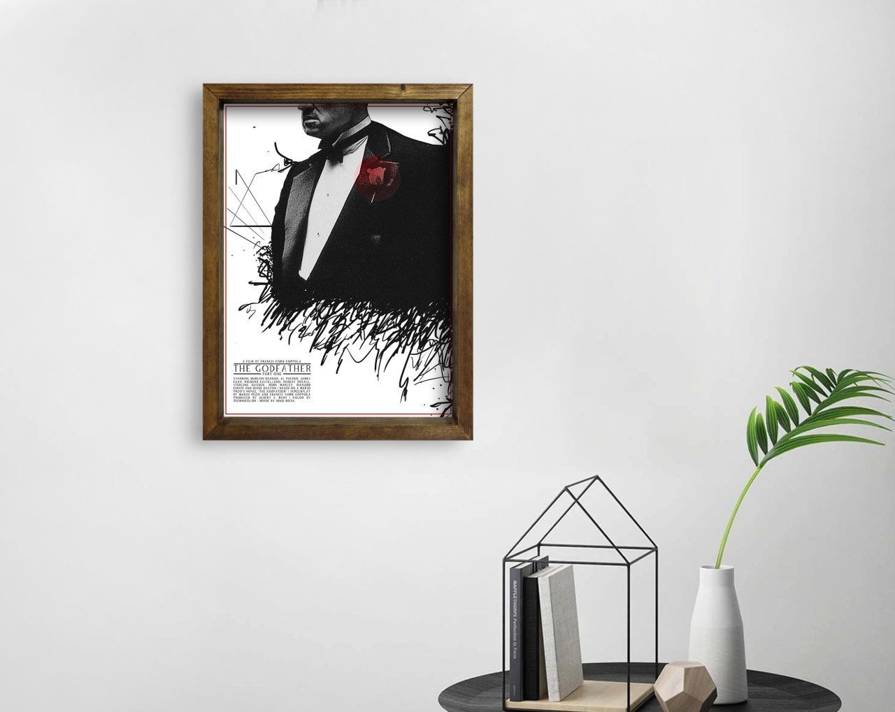 BK Home Godfather Baba Tasarımlı Doğal Masif Ahşap Çerçeveli Tablo 45x65cm-21