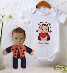 BK Kids Kişiye Özel Fotoğraflı Bebek Yastık ve Bebek Body Zıbın Hediye Seti - Model 23