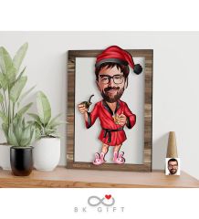 BK Gift Kişiye Özel Yeni Yıl Karikatürlü 3D Ahşap Tablo-8