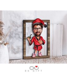 BK Gift Kişiye Özel Yeni Yıl Karikatürlü 3D Ahşap Tablo-8