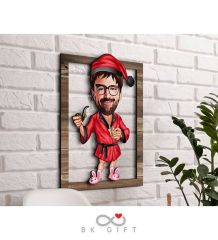 BK Gift Kişiye Özel Yeni Yıl Karikatürlü 3D Ahşap Tablo-8