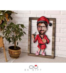 BK Gift Kişiye Özel Yeni Yıl Karikatürlü 3D Ahşap Tablo-8