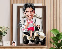 BK Gift Kişiye Özel Erkek Golfcü Karikatürlü 3D Ahşap Tablo-6, Sevgiliye Hediye, Arkadaşa Hediye, Doğum Günü Hediyesi