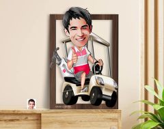 BK Gift Kişiye Özel Erkek Golfcü Karikatürlü 3D Ahşap Tablo-6, Sevgiliye Hediye, Arkadaşa Hediye, Doğum Günü Hediyesi