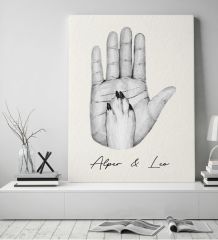 BK Gift Kişiye Özel İsimli El ve Pati Tasarımlı Siyah Beyaz Kanvas Tablo-2 50x70, Ev Dekorasyonu, Arkadaşa Hediye