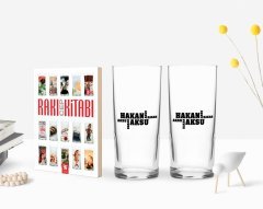 Kişiye Özel Renkli Baskılı İsimli İkili Rakı Bardağı ve Rakı Cep Kitabı Hediye Seti-29