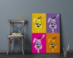 BK Home Drunken Rabbit Multi Color Tasarımlı Kanvas Tablo 70x100cm-1