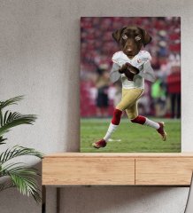Evcil Dostlara Özel Amerikan Futbol Oyuncusu Tasarımlı Portre Kanvas Tablo 30x50cm-1