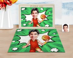 Kişiye Özel Erkek Basketbolcu Karikatürlü 1000 Parça Profesyonel Puzzle-1