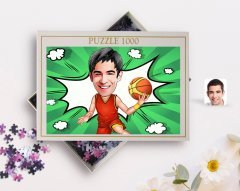 Kişiye Özel Erkek Basketbolcu Karikatürlü 1000 Parça Profesyonel Puzzle-1