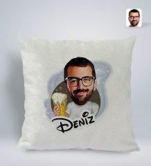 Kişiye Özel İsimli Erkek Karikatürlü Kare Araç Koltuk Yastığı-51