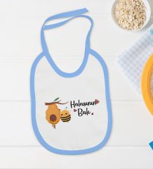 BK Kids Halasının Balı Tasarımlı Mavi Bebek Body Zıbın ve Mama Önlüğü Hediye Seti-1