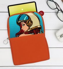 BK Gift Pop Art Tasarımlı Taşınabilir Koruyucu Tablet Kılıfı & Organizer Çanta - Turuncu-14