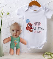 BK Kids Kişiye Özel Fotoğraflı Bebek Yastık ve Bebek Body Zıbın Hediye Seti - Model 22