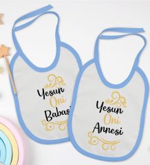 BK Kids Yesun Oni Annesi ve Babasi Tasarımlı 2’li Mavi Mama Önlüğü-1