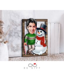 BK Gift Kişiye Özel Yeni Yıl Karikatürlü 3D Ahşap Tablo-7