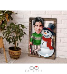 BK Gift Kişiye Özel Yeni Yıl Karikatürlü 3D Ahşap Tablo-7