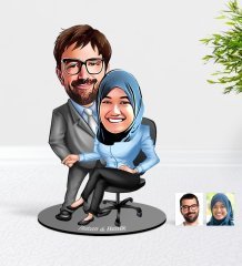 Kişiye Özel Sevgililer Karikatürlü Ahşap Biblo Model-57