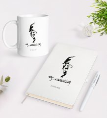Kişiye Özel Atatürk Temalı Beyaz Defter Kalem Kupa Seti-22
